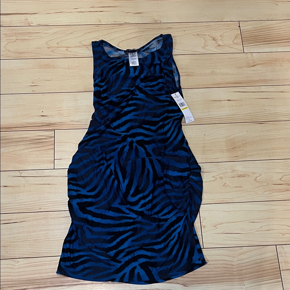 Carmen Marc Valvo Blue and Black Zebra Print Coverup